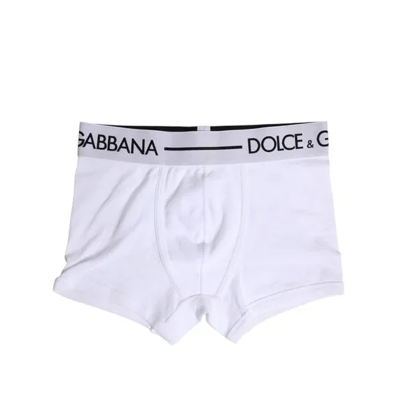 Dolce & Gabbana White Cotton Stretch Regular Boxer Underwear